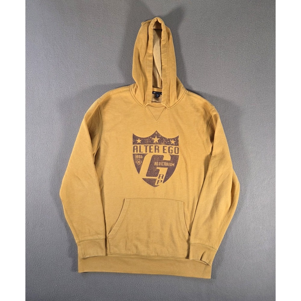 Gap Mens XL Yellow After Hood Hoodie Alter Ego Pullover Sportswear 60% Cotton